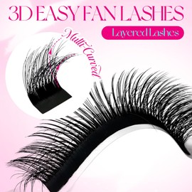 3D Effect Easy Fan Volume Lash Extensions Fluffy Rapid Volume Blooming Eyelash Extensions Self Fanning Eyelash Extensions(0.03-C-8-15mm)