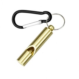 Self-Defense Brass Whistle with Carabiner Keychain 9ea