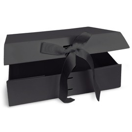 Verpackungswelt Gift Box with Lid | 23 x 17 x 7 cm | Gift Box with Magnetic Closure & Elegant Bow | Perfect for Birthday, Wedding, Birth | Gift Packaging in Black