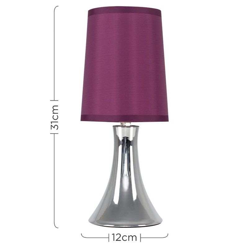 MiniSun Small Modern Chrome Trumpet Touch Table Lamp with Purple
