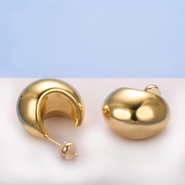 JOLCHIF Chunky Gold Half Hoop Earrings for Women 18k Gold Plated Half Moon Earrings Statement Jewelry