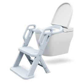 Toddler Potty Training Toilet Seat-Alongside Foldable Potty Train Chair Adapter, Potty Seats with Steps Ladder for Toddlers Kids, Boys, Girls, Child, Baby, and Must-Haves Portable Step Stool Supplies