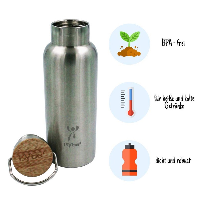 ISYbe Stainless Steel Water Bottle, BPA-Free, Leak-Proof, Insulated, Sustainable (100