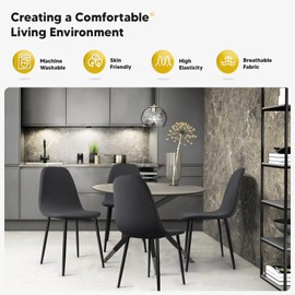BalladHome Chair Covers, Pack of 4, Universal Stretch Chair Covers, Jacquard Covers for Chairs, Removable, Washable, Dining Room Chairs Cover for Kitchen Chairs, Hotel, Banquet (Dark Grey, Pack of