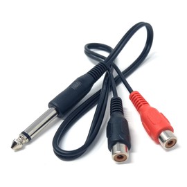 DRUT 50cm 6.35mm (1/4") Mono Jack Plug to 2 x RCA Phono Sockets Lead Cable 1.6ft