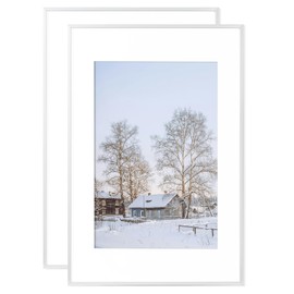 Marsmiles 16x24 Metal Picture Frame, Display 12x18 Pictures with Mat or 16x24 without Mat, Aluminum Photo Frame Covered by Real Glass for Wall Display Home Office Gallery, Silver, 2 Pack