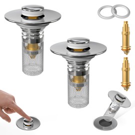 APIOLO 2CPS Bathroom Sink Stopper Hair Catcher for 1.1 to 1.5 Inch Sink Holes, Sink Stopper Hair Catcher, Pop-Up Sink Drain Filter with Removable Stainless Steel Filter Basket