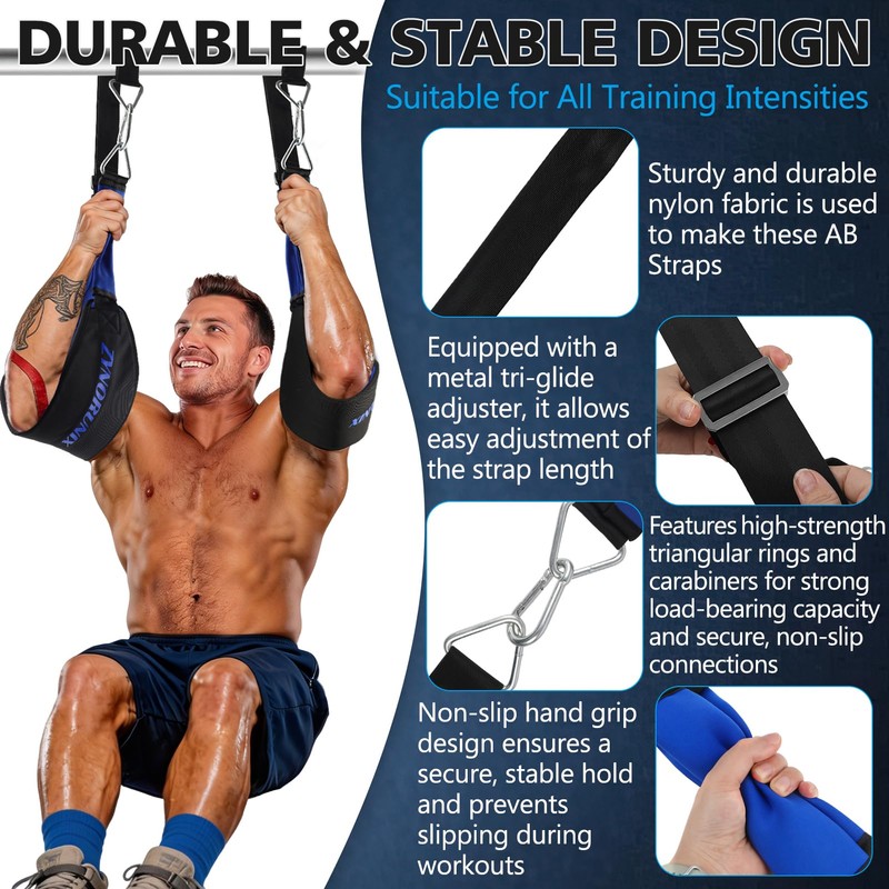 Adjustable Hanging Ab Straps with Soft Padded & D-Ring for