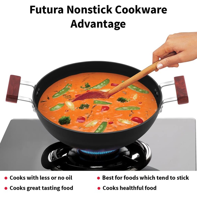 Hawkins Futura 5 Litre Deep Kadhai, Non Stick Kadai with
