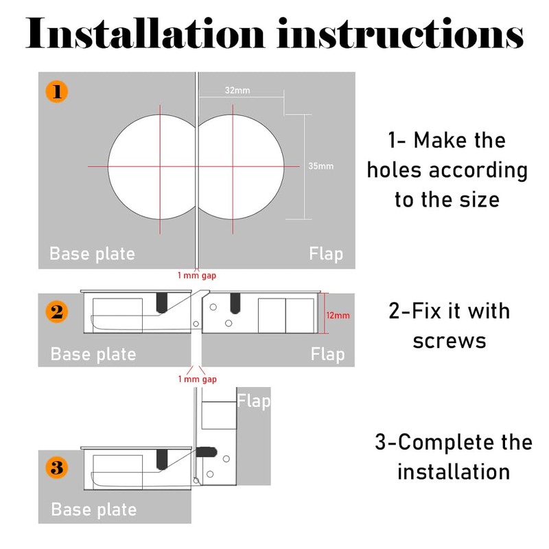 2 PCS 90 Degree Page Turning Axis Adjustable Cabinet Door