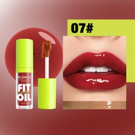 Qifylmaf 8 Colors Lip Oil Lip Glaze, Big Brush Head Hydrating Lip Glow Oil, Transparent Toot Tinted Nourishing Repairing Lightening Lip Lines & Long Lasting Fresh Clear Smooth Lip Care (# 07)