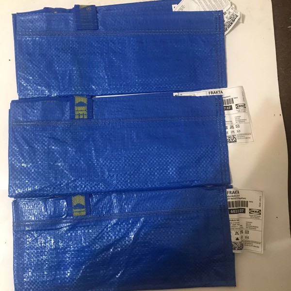 IKEA FRAKATA 10 Gallon Recyclable Medium Blue Bag Reusable Eco