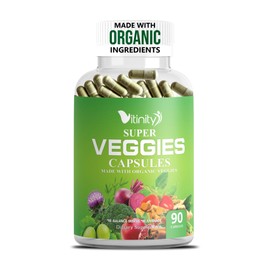 VITINITY Made with Organic Superfood Veggies Vitamin Supplement for Women & Men-Blend of Veggies for Daily Health.Veggies Capsules Supplement (30-Day Supply)
