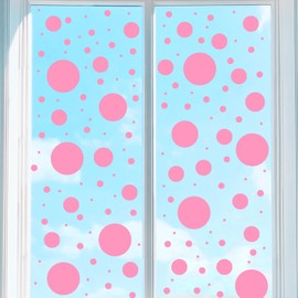 sourcing map 9 Sheets Polka Dots Wall Decals, PVC Peel and Stick Circles Decals Window Clings Graphic Decals Stickers for Bedroom Nursery Playroom Classroom Decors, Pink