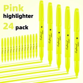 craftinova Yellow Highlighters 24 Count, Chisel Tip Highlighter Bulk, Dry Quickly, Perfect for Students Adults Highlighting, Organizing, Coloring in Classroom, School, Office
