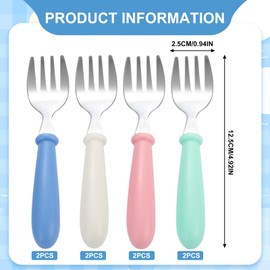 8 PCS Toddler Forks, Baby Cutlery Childrens Forks with Rounded Tips, 1 * 5inch, Small Training Forks, Stainless Steel Kids Cutlery Set for Self Feeding, for New Parents (Green Blue Pink White)…