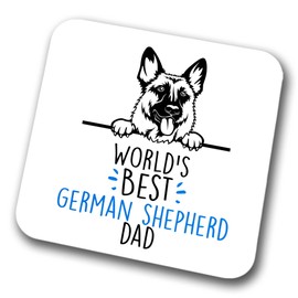 German Shepherd World's Best Dad Coaster Dog Dad Alsatian Dad Friend Funny Gift for Birthday Christmas, German Shepherd Coaster