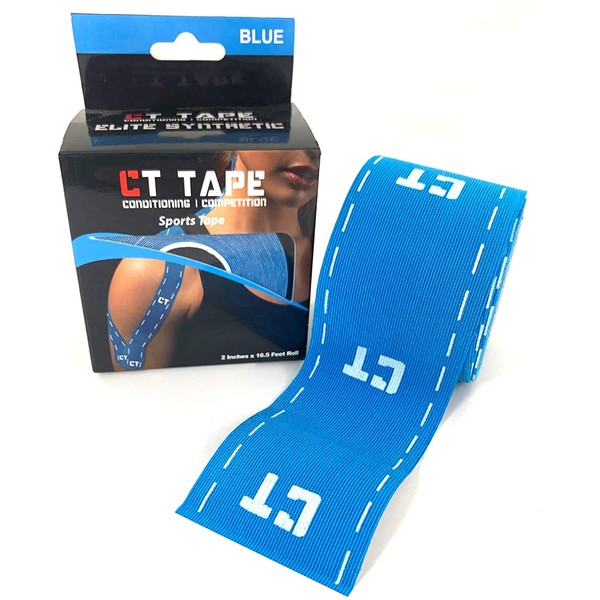 CT Tape Sports & Kinesiology Tape (16.5ft Uncut Roll) - Latex Free, Water Resistant, Uncut Kinesiology Tape for Knee, Elbow, Ankle, Back & Shoulder Muscle - (Blue)