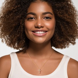 Cross Necklace for Women Gold Plated Silver Cross Pendant Necklace Small,Dainty Gold Cross Necklaces for Women Trendy 14K Gold Necklace Womens Jewelry for Birthday Anniversary