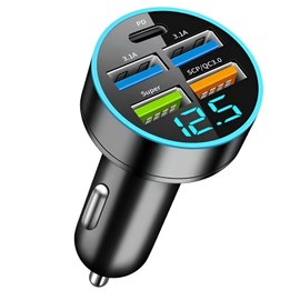 66w Auto Ladegerät, Zigarettenanzünder Adapter Mit 5 Anschlüssen 3.1A USB Schnellladung Auto Ladegerät USB Car Charger kompatibel mit 14/13/12/11,Type-c, Android, Smartphones Und Tablets