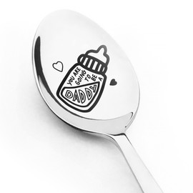 Pregnancy Announcement Spoon for Husband with a Cute Baby Bottle illustration - You Are Going to Be a Daddy - New Dad Gifts - Engraved Stainless Steel Spoon - Father’s Day Gift Idea