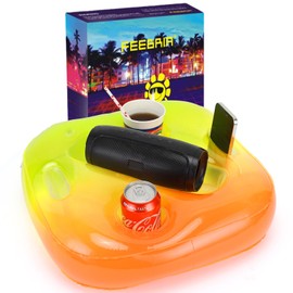 FEEBRIA Upgraded Pool Drink Holder Drink Float for Hot Tub,Beach and Party Decor (Orange)