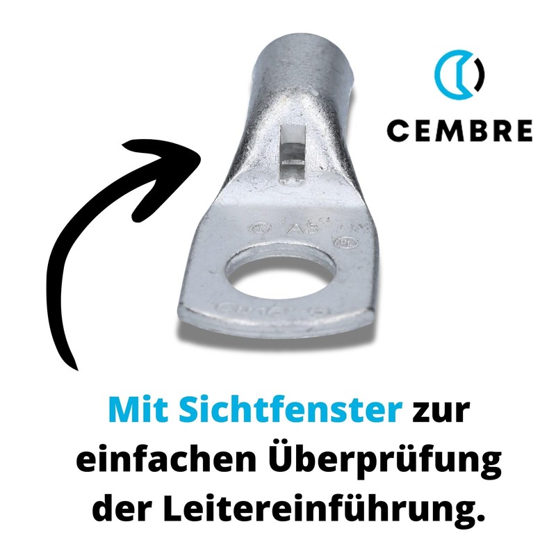 Cembre A3-M8 Tube Cable Lug 16 mm² M8 Uninsulated Tin-Plated