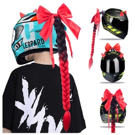 Red Helmet Pigtail Motorcycle Helmet Ponytail Helmet Decor Braids Hair Accessory for Women Helmet