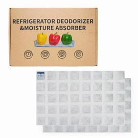 Aeribbon 2 Pack Refrigerator Deodorizer, Outperforms Baking Soda Fridge Deodorizer, Odor Eliminator for Fridge & Freezer, Refrigerator Air Freshener And Moisture Absorbers Pad