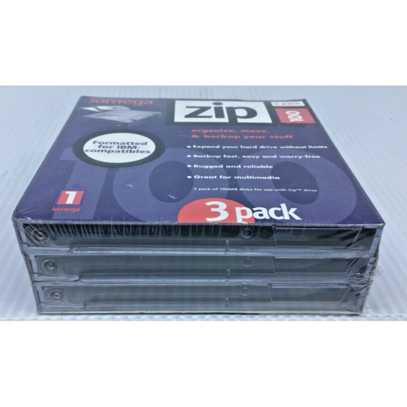 Iomega NEW Sealed iomega Zip 100 3-Pack Disks IBM Compatible