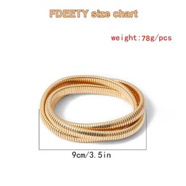 XFSRG Pack of 3 Bracelets for Women Thick Stretchy Bracelets Stainless Steel Plated Link Bracelets Flexible Wide Bangles Jewellery for Women, Zinc, No Gemstone