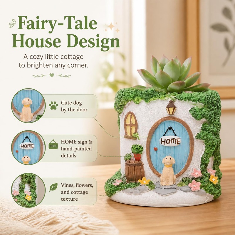 Dog House Succulent Planter for Plants Alternative