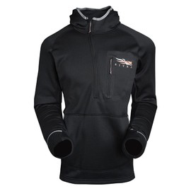 SITKA Fanatic Hoodie – Silent, Odor-Control Mid-Layer Fleece Hunting Hoodie with Built-In Hand Muff, Face Mask & Flip Mitts for Whitetail Season, Black, XX-Large