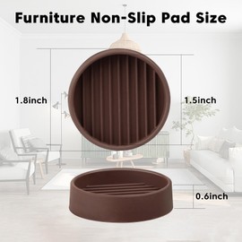 Rubber Furniture Pads Non Slips Furniture Casters Cup Chair Leg Floor Protectors for Bed Sofa Table and Chair Stopper (Brown 1.5" X 1.5")