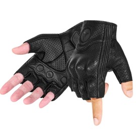 Motorcycle Gloves, Half Finger Leather Gloves, Shockproof, Anti-Slip, Mesh, Breathable, Knuckle Guard, Summer, Spring, Autumn, Motorcycle, Bicycle, Half Finger, Outdoor Driving, Men's, Women's, Unisex