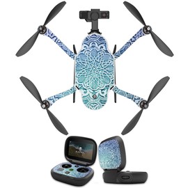 MightySkins Skin Compatible with GoPro Karma Drone Headphones wrap Cover Sticker Skins Carved Blue