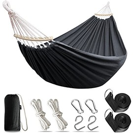 Anyoo Garden Cotton Hammock Comfortable Fabric Hammock with Spreader Bar Durable Hammock Up to 450lbs Portable Lightweight Hammock with Travel Bag,Perfect for Camping Outdoor/Indoor Patio Backyard