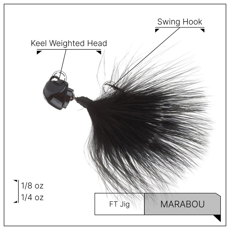 Freedom Tackle Marabou Jig Live-Action Fishing Lure Hair Jig with