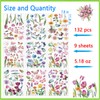 Afmivs 132PCS Spring Window Clings for Glass Windows, 9Sheets Flower Window Clings for Glass Windows, Butterfly Window Clings for Glass Windows, Easter Window Clings for Glass Windows, Floral Window Stickers