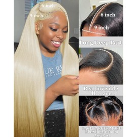 GUDOZO 613 Glueless Wigs Human Hair Pre Plucked Pre Cut 9x6 HD Lace Front Wigs Human Hair 200% Density Straight Glueless Wigs Human Hair wigs for Black Women 28 inch