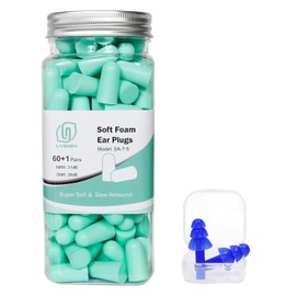 LYSIAN Ultra Soft Foam Earplugs for Sleep - 38dB Noise Cancelling Ear Plugs Perfect for Work, Travel & Shooting. Soundproof & Noise Reduction - 60 Pairs Value Pack (Water Blue)