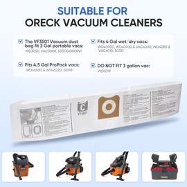 12 Pack 23738 VF3501 Size C Filter Bags Compatible with RIDGID 3-4.5 Gallon Wet Dry Vacuum,High-Efficiency Dust Collection Bags