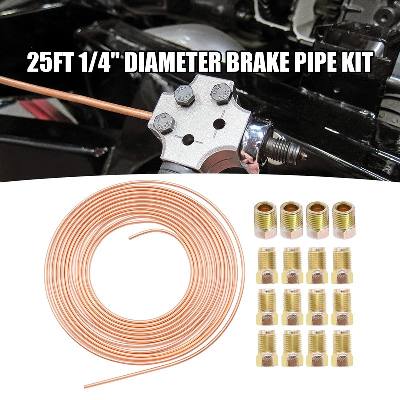 MospdyGear 25Ft 1/4" Diameter Brake Pipe Kit, Iron Plated Copper