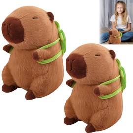 Mino Plus Capybara Plush Toy, 23 cm Capybara Cuddly Toy, Capybara Wearing Turtle, Cute Capybara Plushies, Simulation Capybara Plush Toy, Capybara Cuddly Toy for Birthday Gift (Pack of 2)