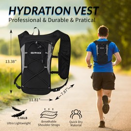 Running Vest for Women Men, Adjustable Chest Straps Running Hydration Vest with 1.5L Water Bladder, Lightweight Breathable Reflective Hydration Pack for Marathon, Trail, Hiking, Cycling (Black)