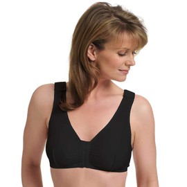 MediChoice Wireless Surgical Bra, Adjustable Strap Front Closure Post Surgery Mastectomy Compression Everyday Support Bra, Size 42, Black