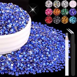 8000PCS 3mm Resin Rhinestones Bulk for Crafting (Royal Blue), Flatback Bedazzling Crystals for Crafts DIY Nail Decoration, Gems Charms for Tumbler Shoes Clothing Fabric with Pickup Pen and Tweezers