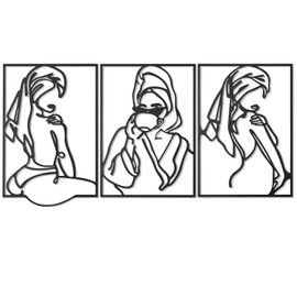 AGIOTA 3 Pieces Black Wall Decor Metal Line Art for Living Room Wall Decor Above Bed Minimalist Decoration Modern Wall Art