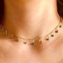 HUASAI Evil Eyes Choker Necklace for Women Evil Eye Necklace Choker Ojo Necklace for Women