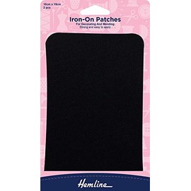 Hemline Iron-On Patches Cotton Twill - 2 Pieces 10cm x 15cm - Black